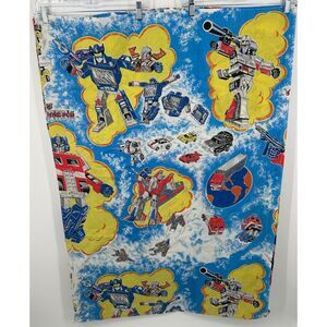 Vintage Transformers Cartoon Twin Bed Flat Sheet Dated 1984 Performance